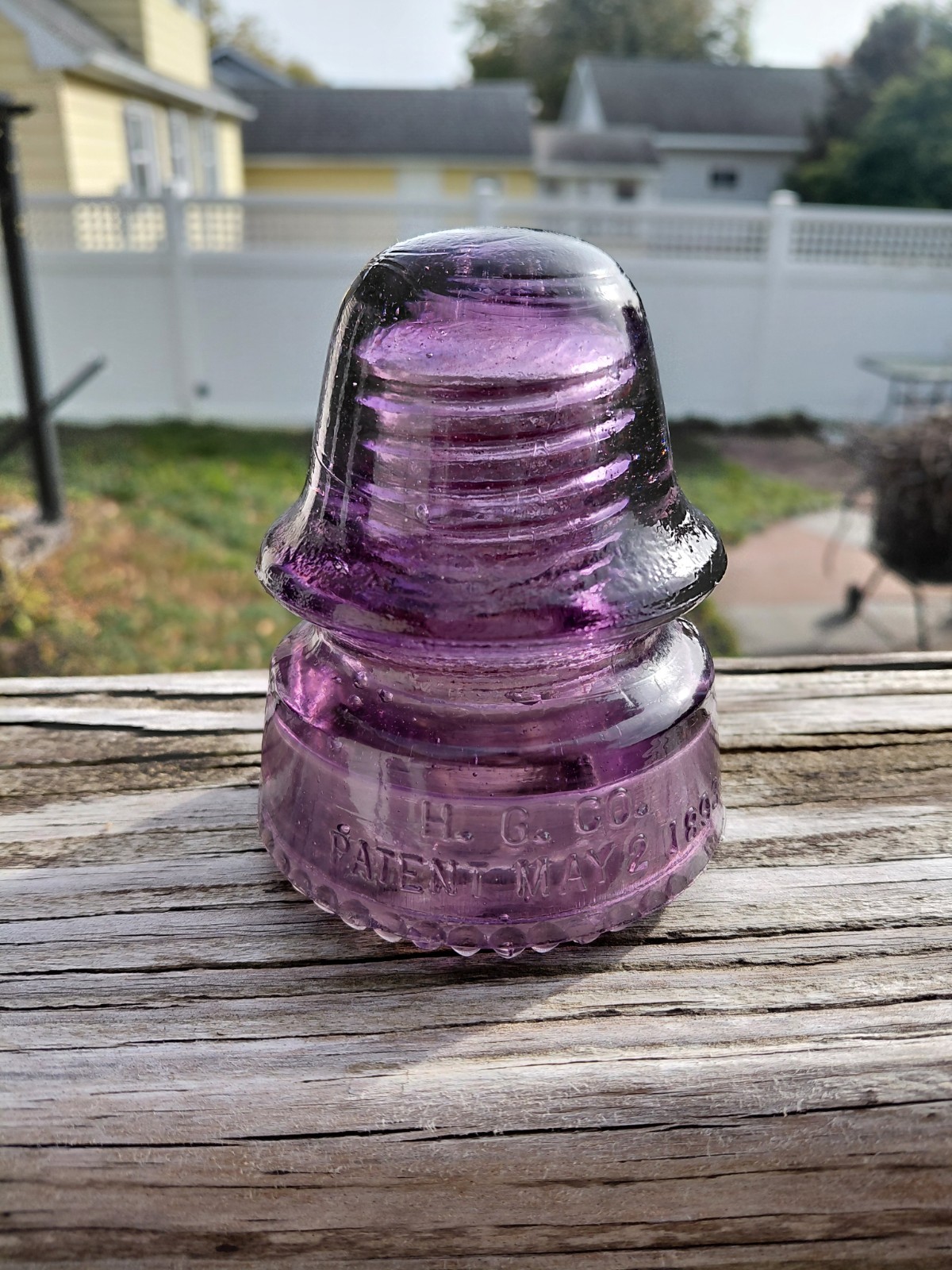 H.G. Co. Hemingray CD162 Purple Glass Insulator 1893