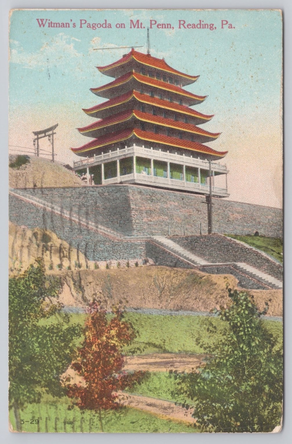 Vintage Witman\'s Pagoda Mt. Penn Reading PA Postcard 1911