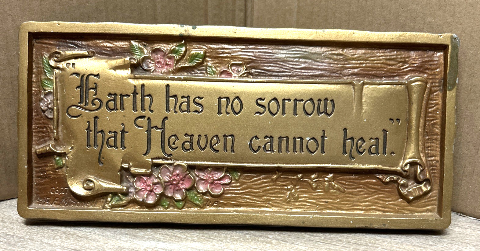 Antique 1928 Religious Metal Plaque 
