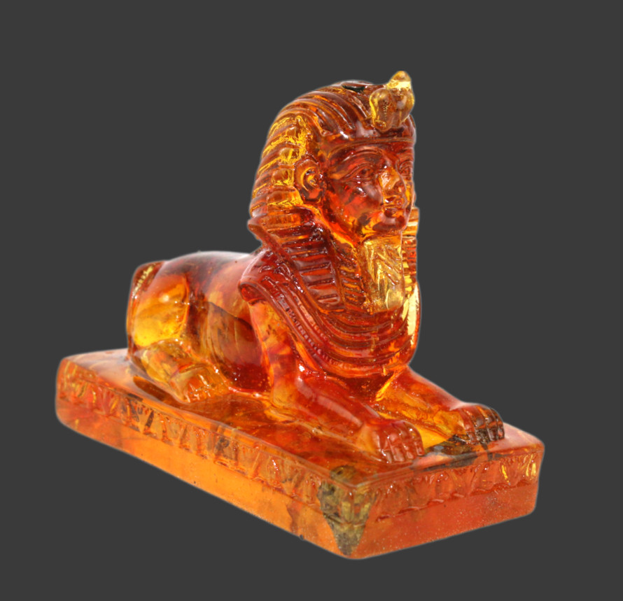RARE ANCIENT EGYPTIAN ANTIQUE SPHINX Statue Amber Stone Egypt History (A+)