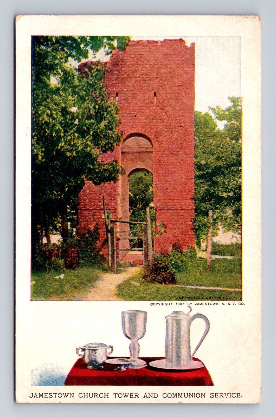 Jamestown VA-Virginia, Jamestown Exposition Church Tower, Vintage Postcard