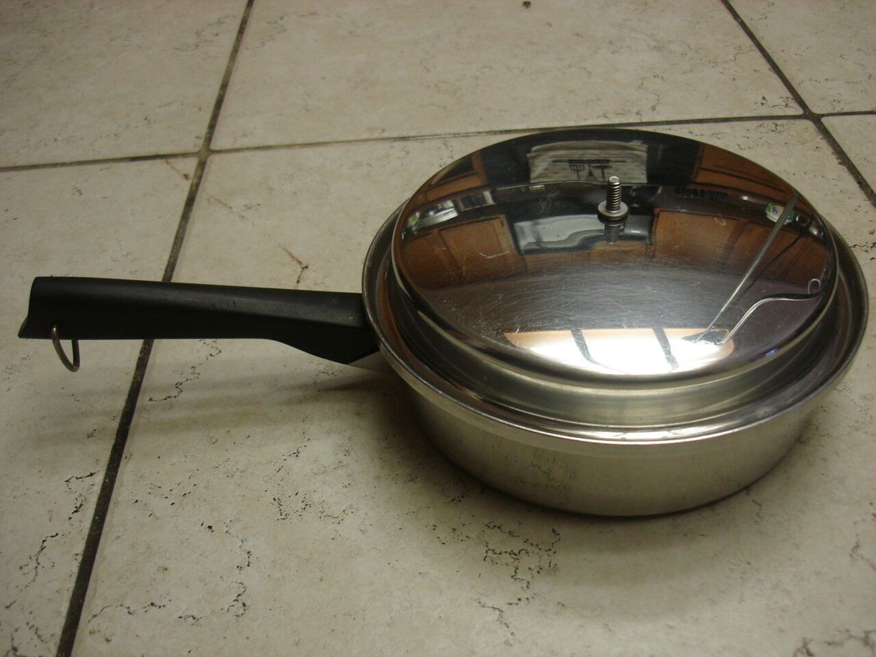 Vintage Emdeko 1 Qt.Skillet Fry Pan w/Lid 3 Ply 18-8 Stainless Steel Made USA