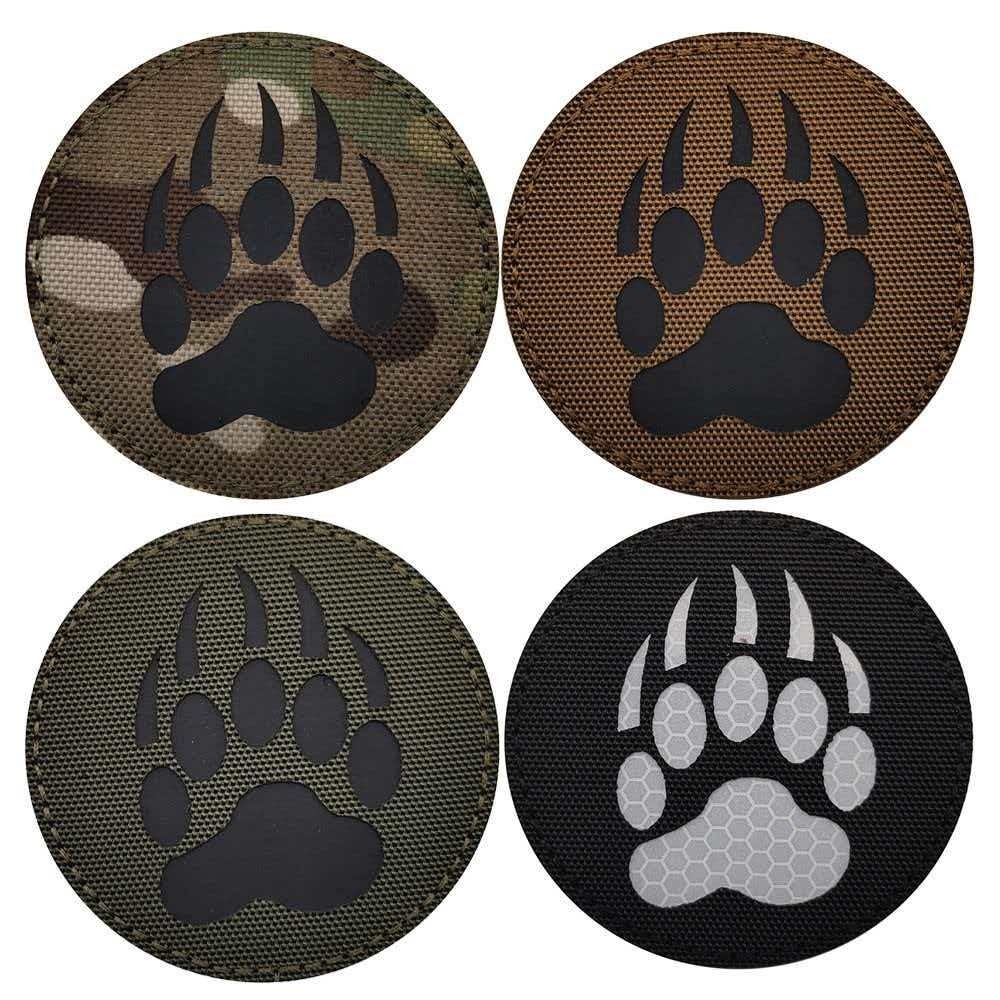 4Pcs Reflective IR K9 Paw Bear Paw Ranger Militray Tactical Hook Loop Patch