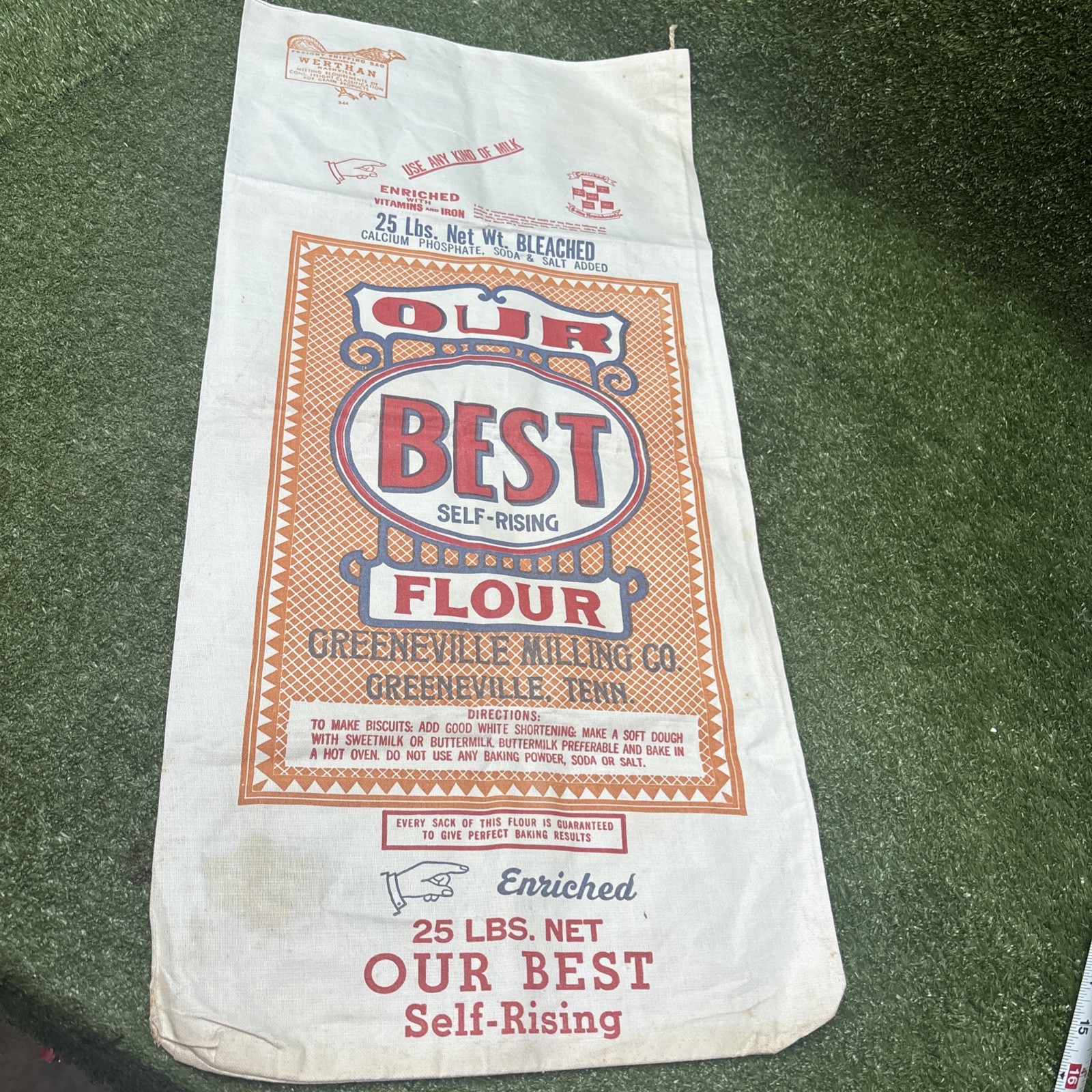 RARE Late 1940’s-1950’s OUR BEST SELF RISING FLOUR Bag, Greeneville Milling Co. RARE Late 1940’s-1950’s OUR BEST SELF RISING FLOUR Bag, Greeneville Milling Co.
