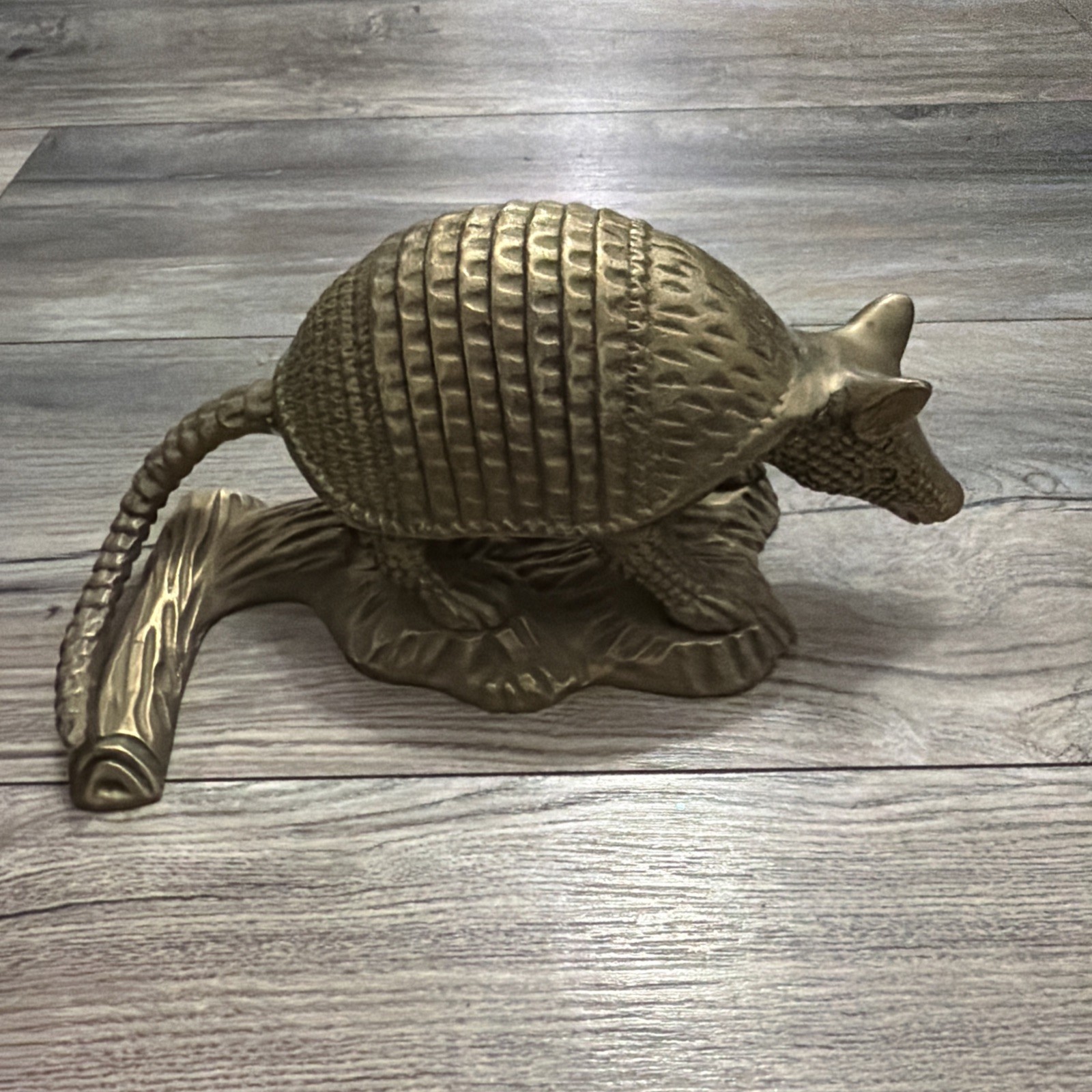 Vintage Solid Brass Armadillo Figurine  Metal Art 9” Heavy 4 Lbs