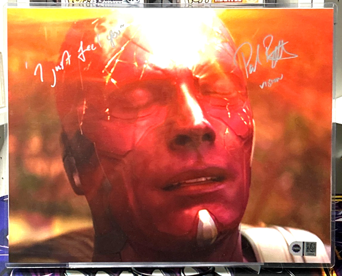 Paul Bettany Signed Vision 11x14 Photo I Just Feel You Quote Marvel MCU SWAU COA