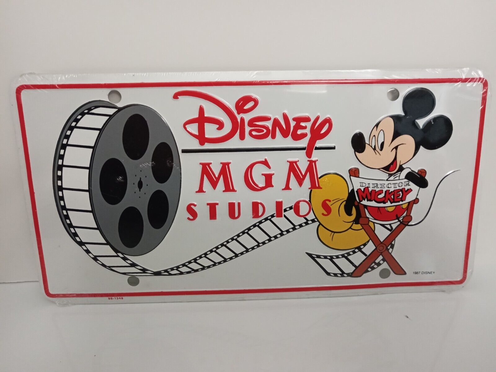 Vintage 1987 Disney MGM Studios License Plate Director Mickey Mouse New Sealed