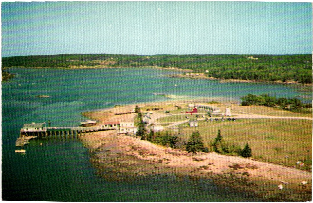 Pemaquid ME Postcard Graveyard Point & Pemaquid River Aerial View Vtg.