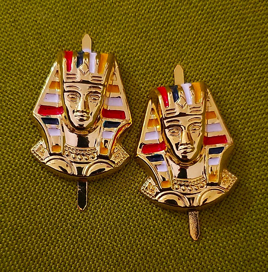 Shriner Sphinx GOLD Plated Metal Badge for Replacement Hat 2 Pcs