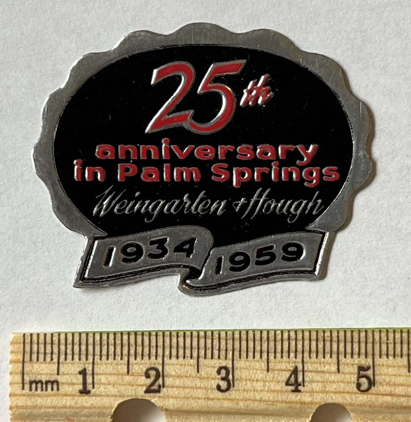 1959 PALM SPRINGS WEINGARTEN & HOUGH INS 25TH ANNIVERSARY DECAL ADHESIVE STICKER