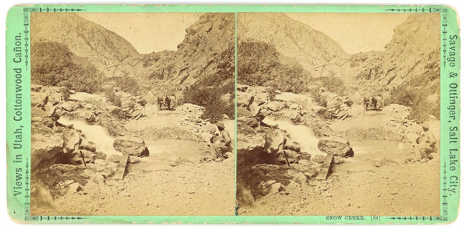 UTAH STEREOVIEW - Cottonwood Canyon - Snow Creek - Savage & Ottinger 1870s