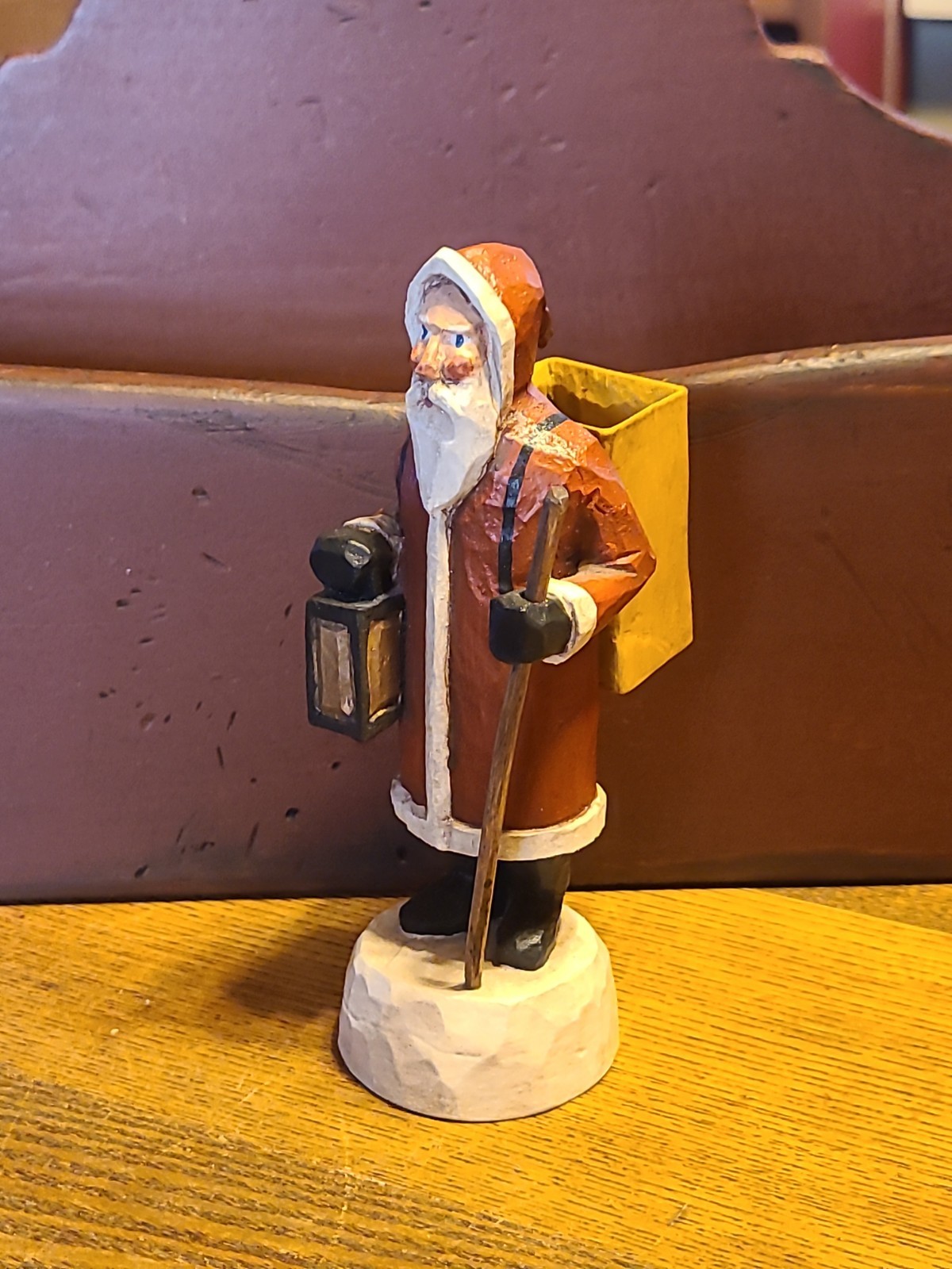 Vintage 1995 Christopher La Montagne Hand Carved Belsnickel Santa (6 inches)