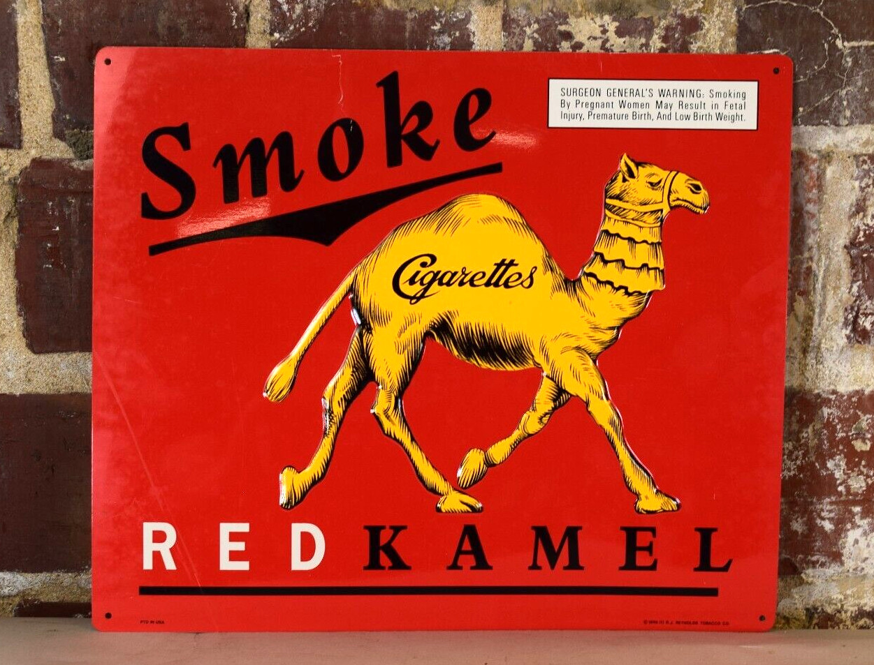 Vintage 1996 Red Kamel Cigarettes Tin Metal Sign 13.5 x 11.5