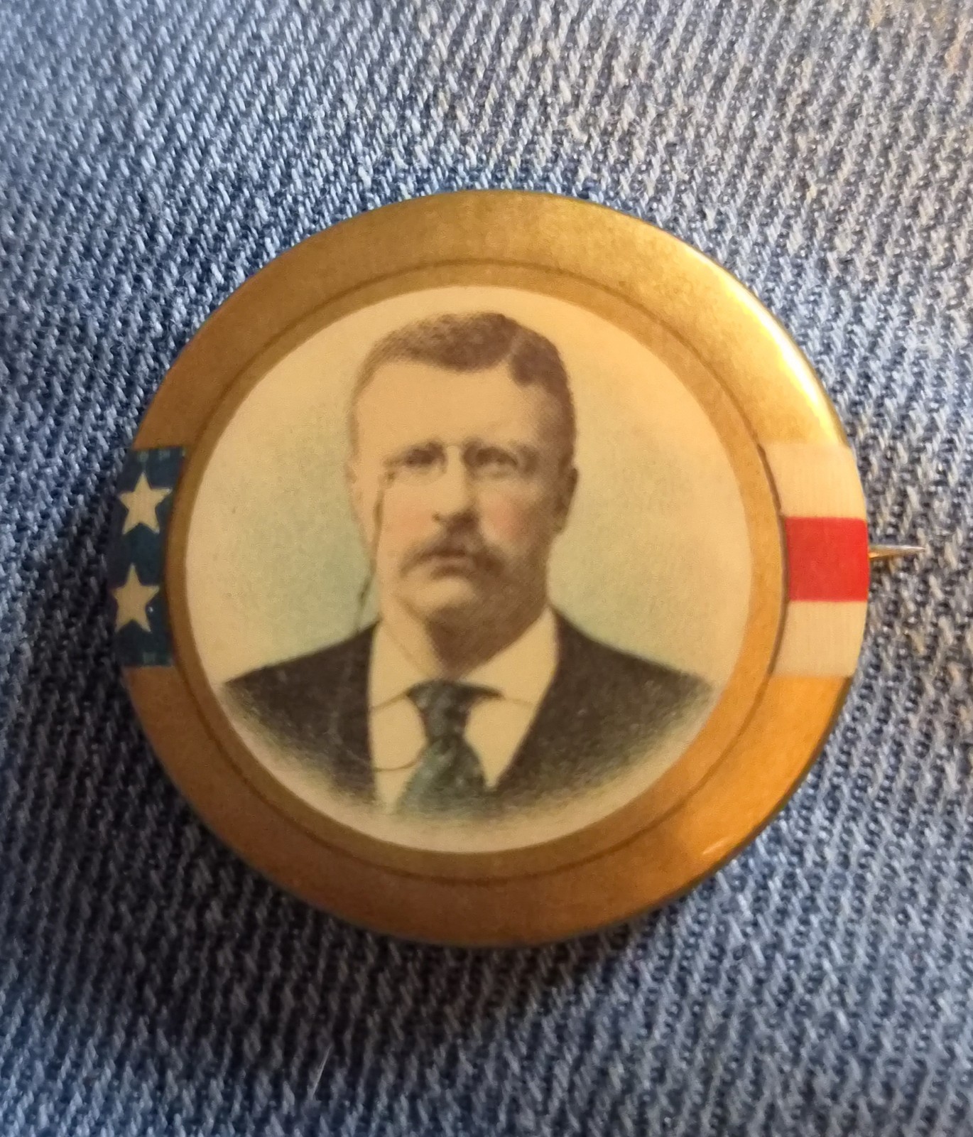 Original 1896 Roosevelt Political Button.