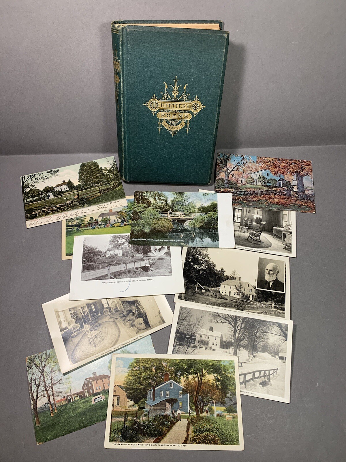 John Greenleaf Whittier ~ Poetical Works Book ~ Old Vintage Postcard Lot