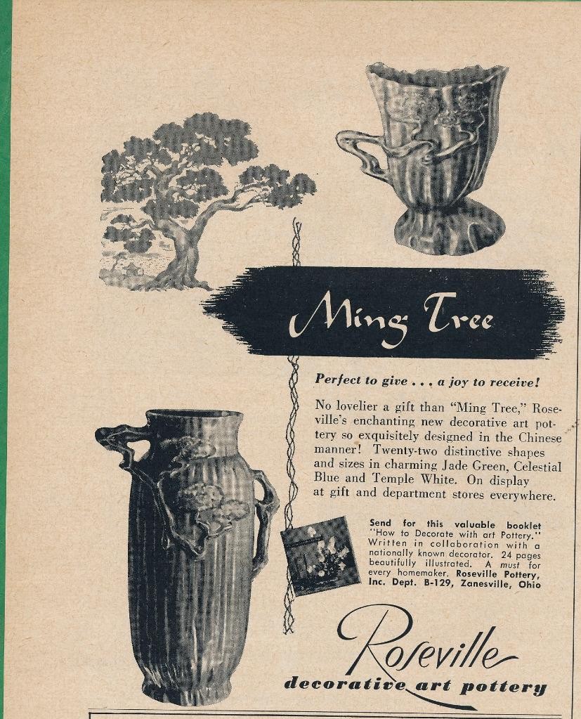 Magazine Ad - 1949 - Roseville Pottery - \