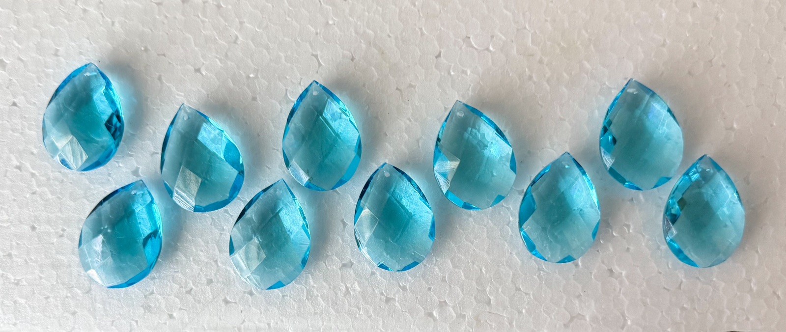 Set Of 10 Czech Turquoise Glass Faceted Prisms 