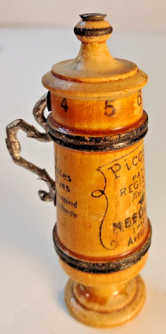 Piccadilly Wood Stein Sewing & Needle Case Holder Germany Article 1003 Antique