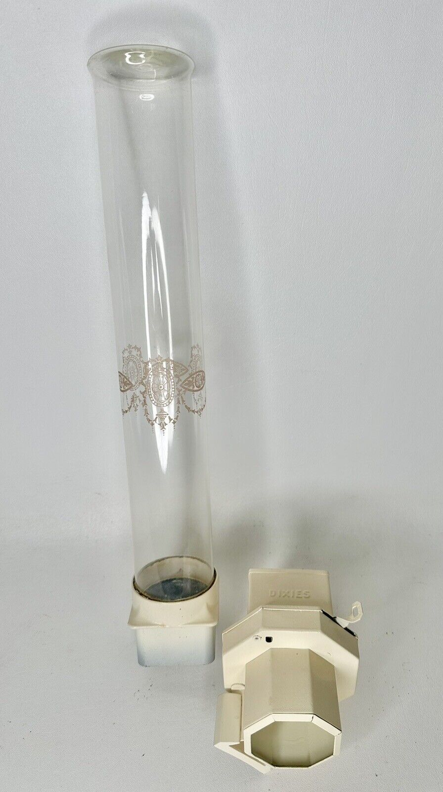 Vintage Dixie’s Cup Dispenser Glass Metal 