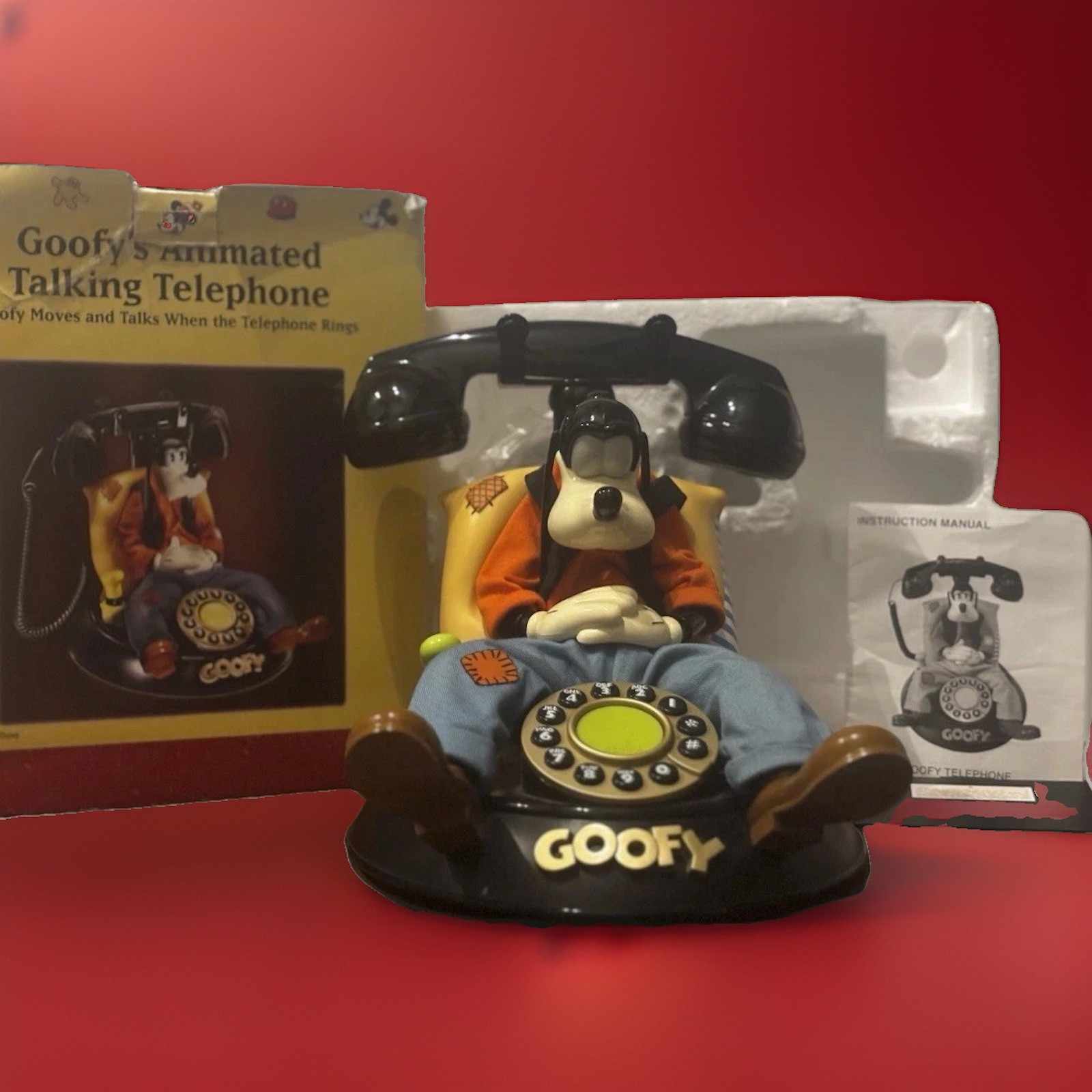 Vintage Goofy’s Animated Talking Telephone, Rare With Manual And Box, All Works