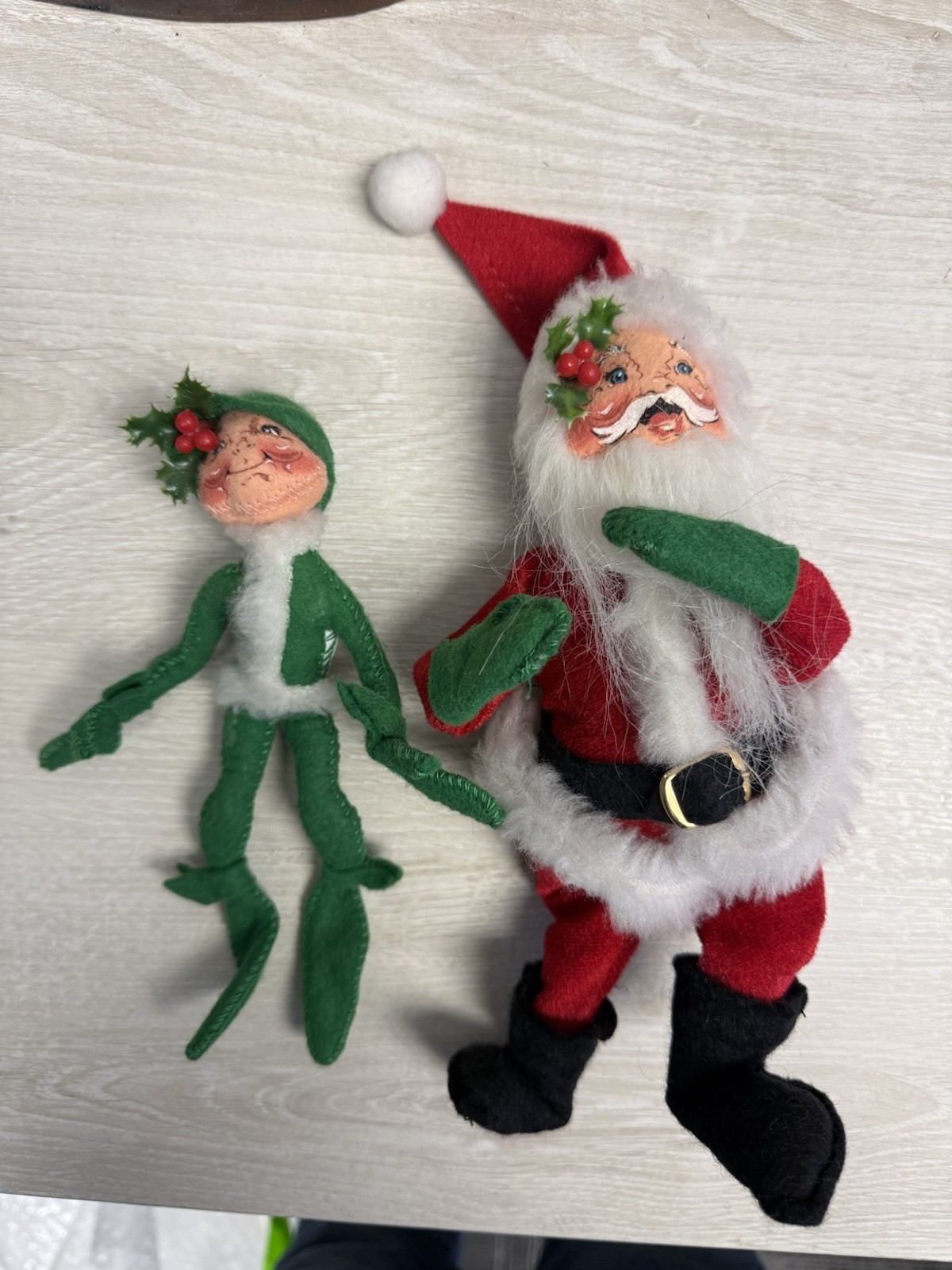 Vintage 1995 Annalee Santa Claus & Elf Dolls Christmas USA Made Lot of 2