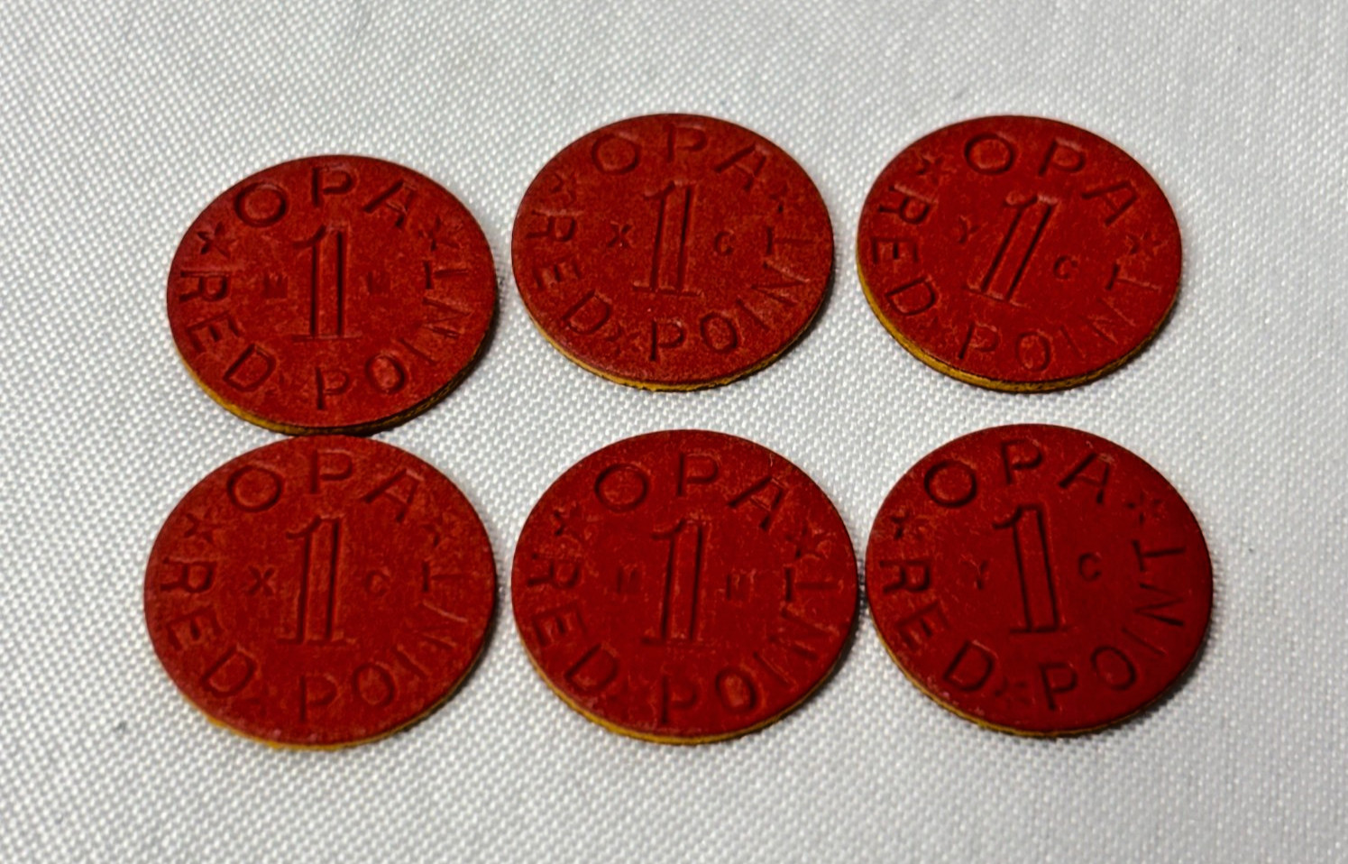 OPA Tokens Semi Key MM YC XC WWII United States War Ration Red Points