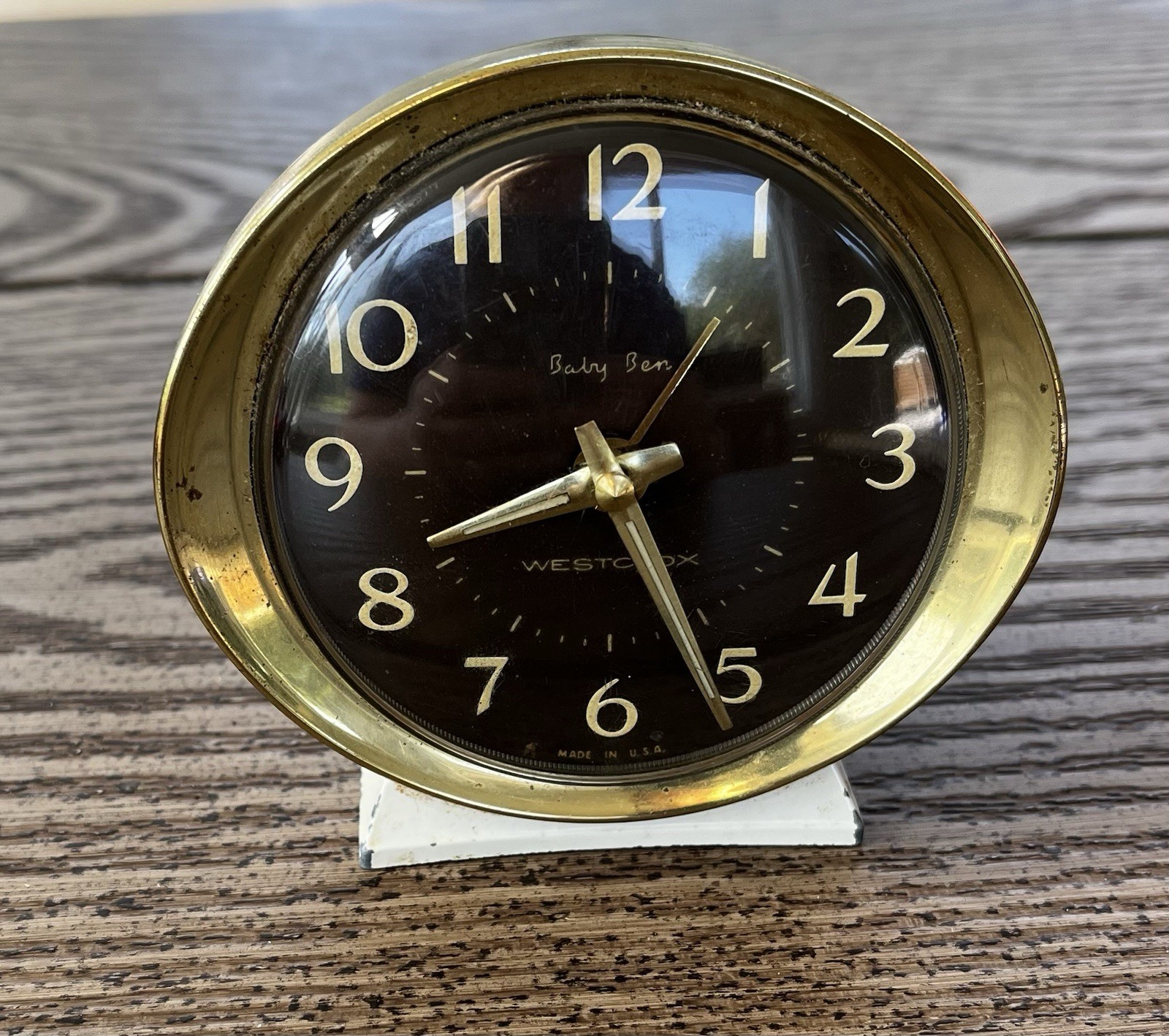 Westclox Baby Ben Wind-Up Mechanical Analog Alarm Clock Gold/White Round Metal