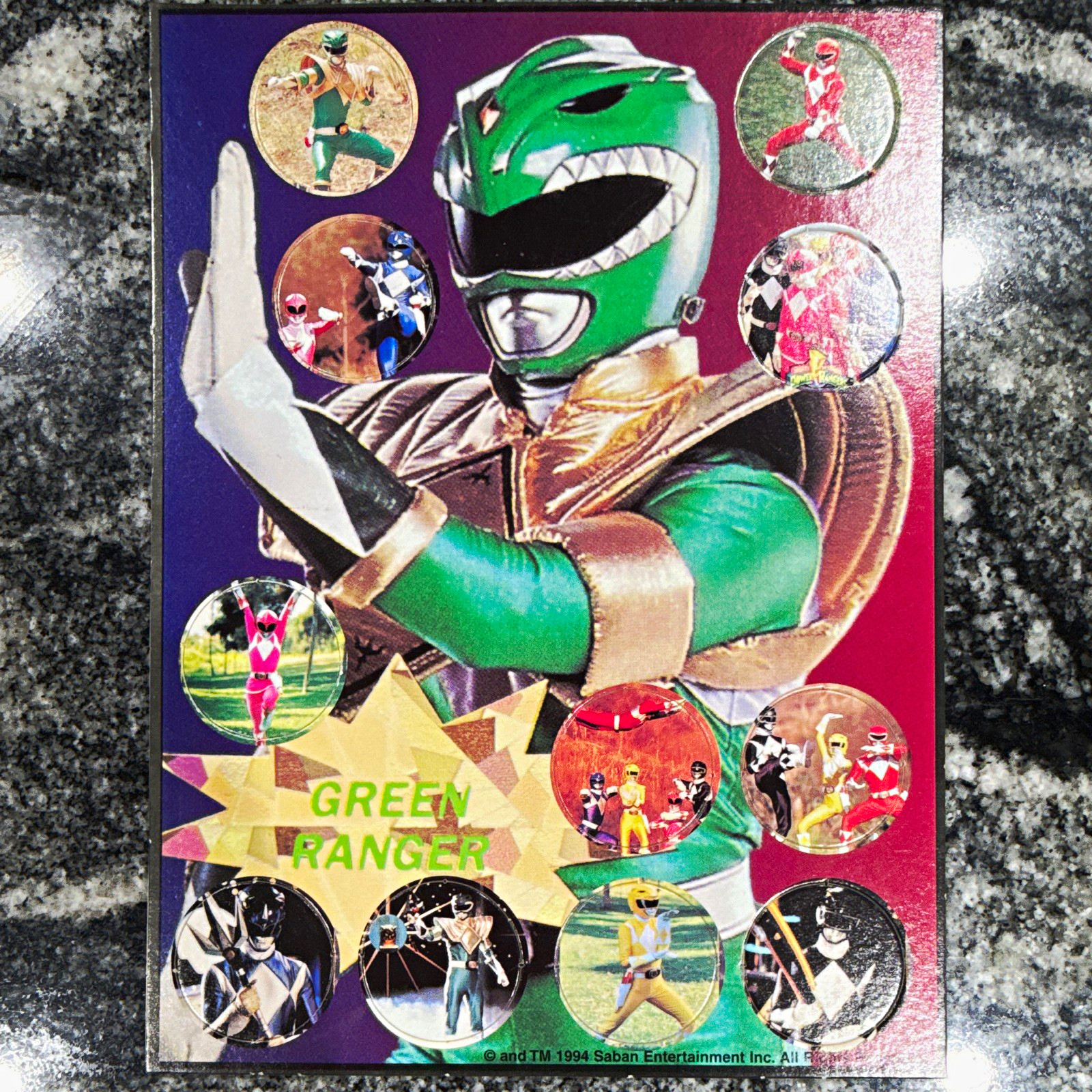 Saban Entertainment Inc. 1994 Power Rangers Green Ranger POG Sheet - New
