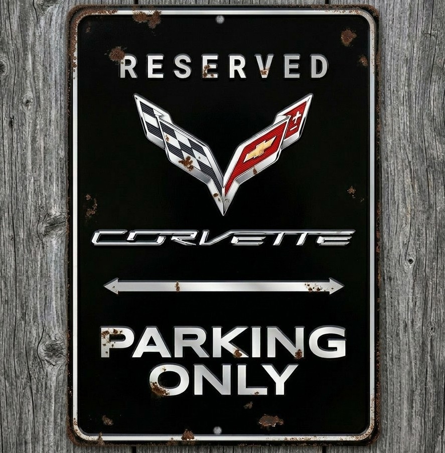 Reserved Corvette Parking Only 12 x 18 Vintage Novelty Metal Sign USA Made New