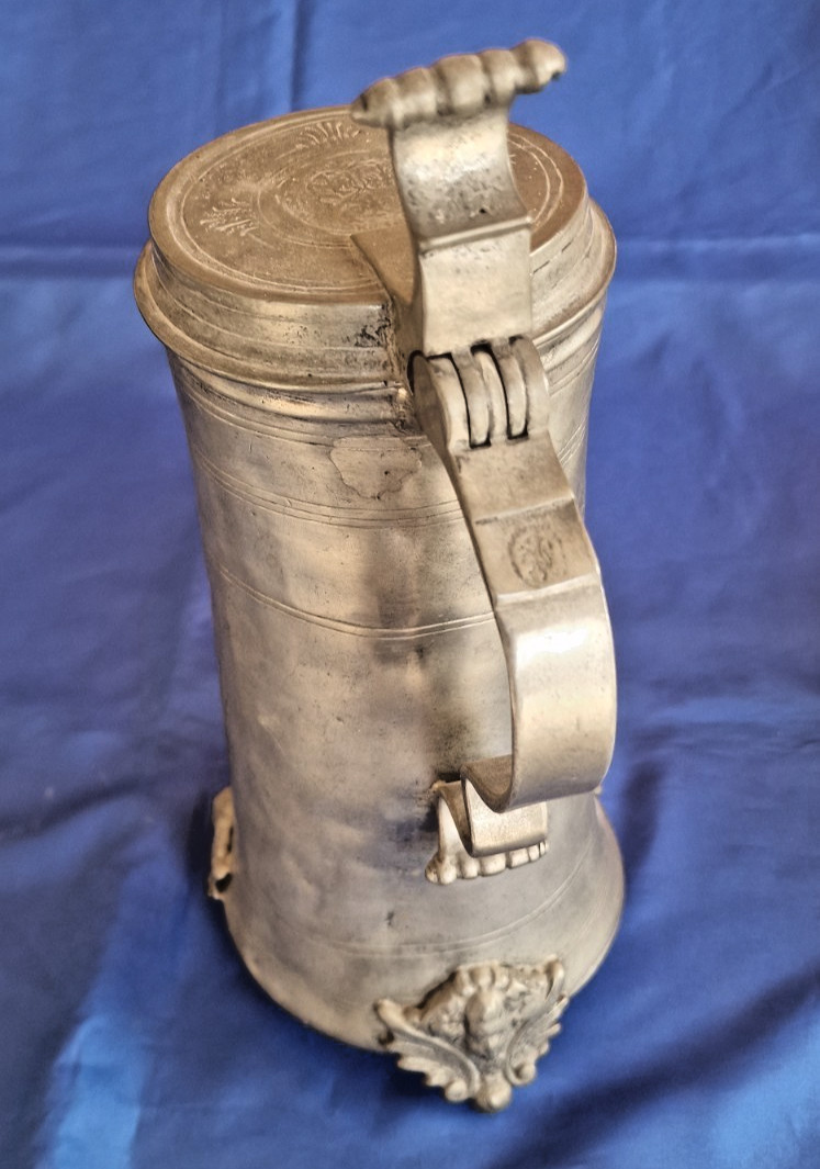 Antique Engraving Beer Pewter Tankard-Antique Large Pewter Mug-Oversize