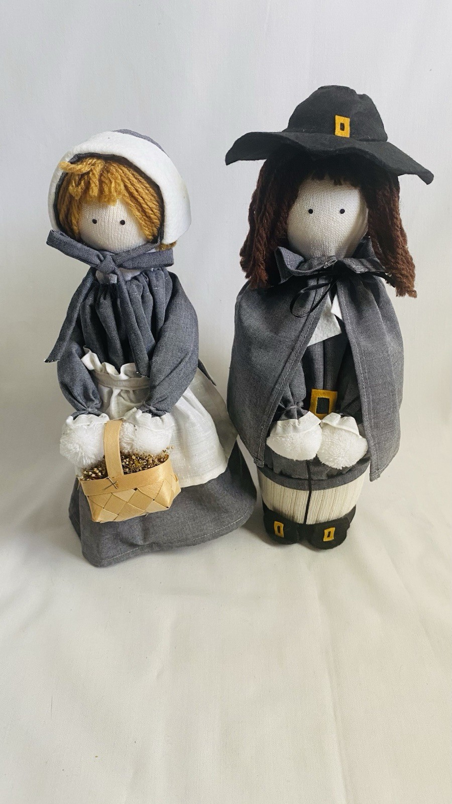 Thanksgiving Pilgrim Dolls Set of 2 Boy Girl Primitive Folk Art Harvest Decor Thanksgiving Pilgrim Dolls Set of 2 Boy Girl Primitive Folk Art Harvest Decor