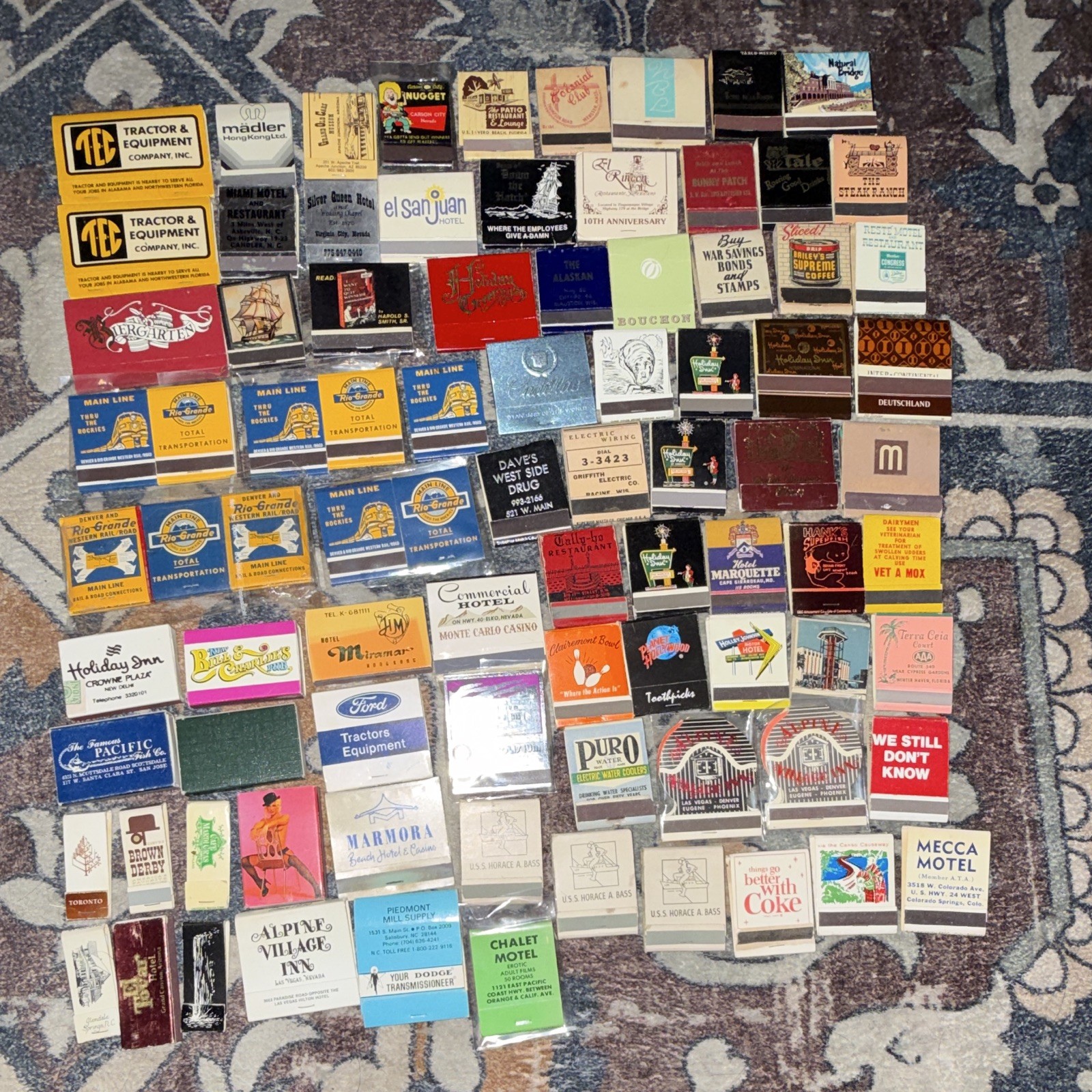 Vintage Advertising Matchbooks & Matchcovers Large Mixed Lot Hotels Railroad