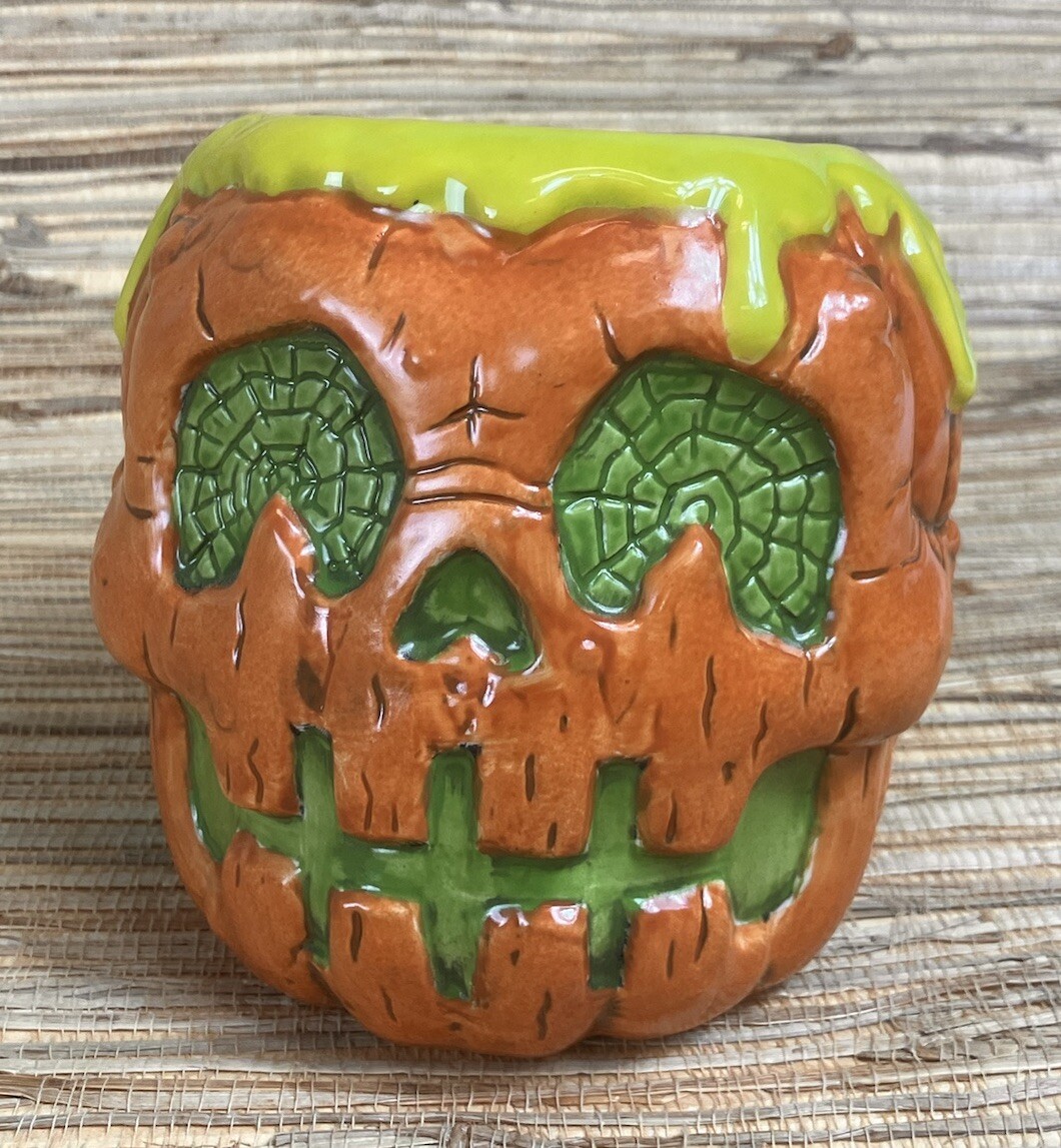 Pumpkin Skull Tiki Mug Biggs Tiki Orange Glaze Halloween Tiki New