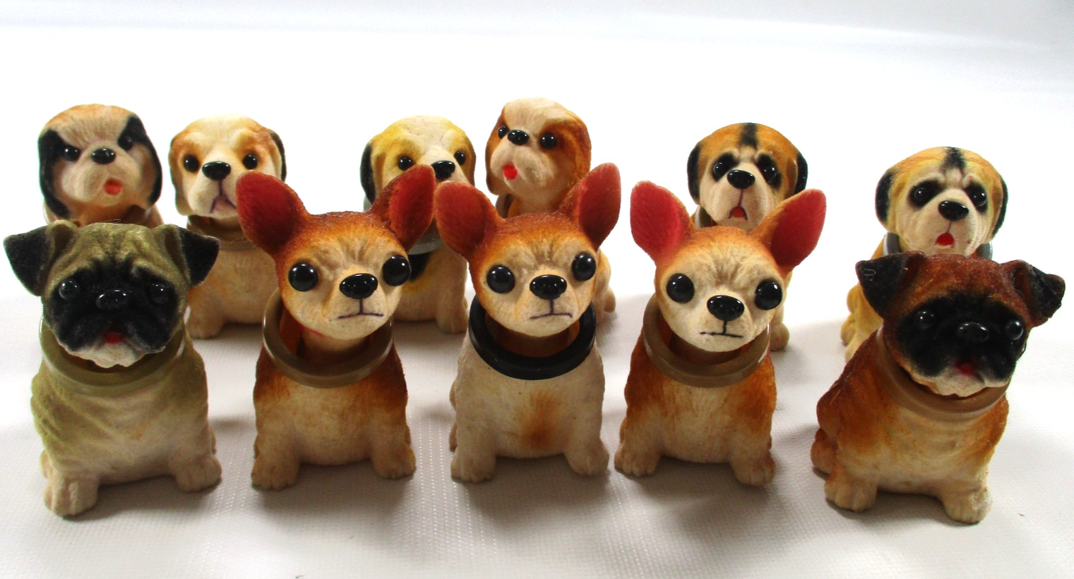 Vintage Flocked Bobble Head Dogs Figurine Dashboard Nodder 3\ Vintage Flocked Bobble Head Dogs Figurine Dashboard Nodder 3\