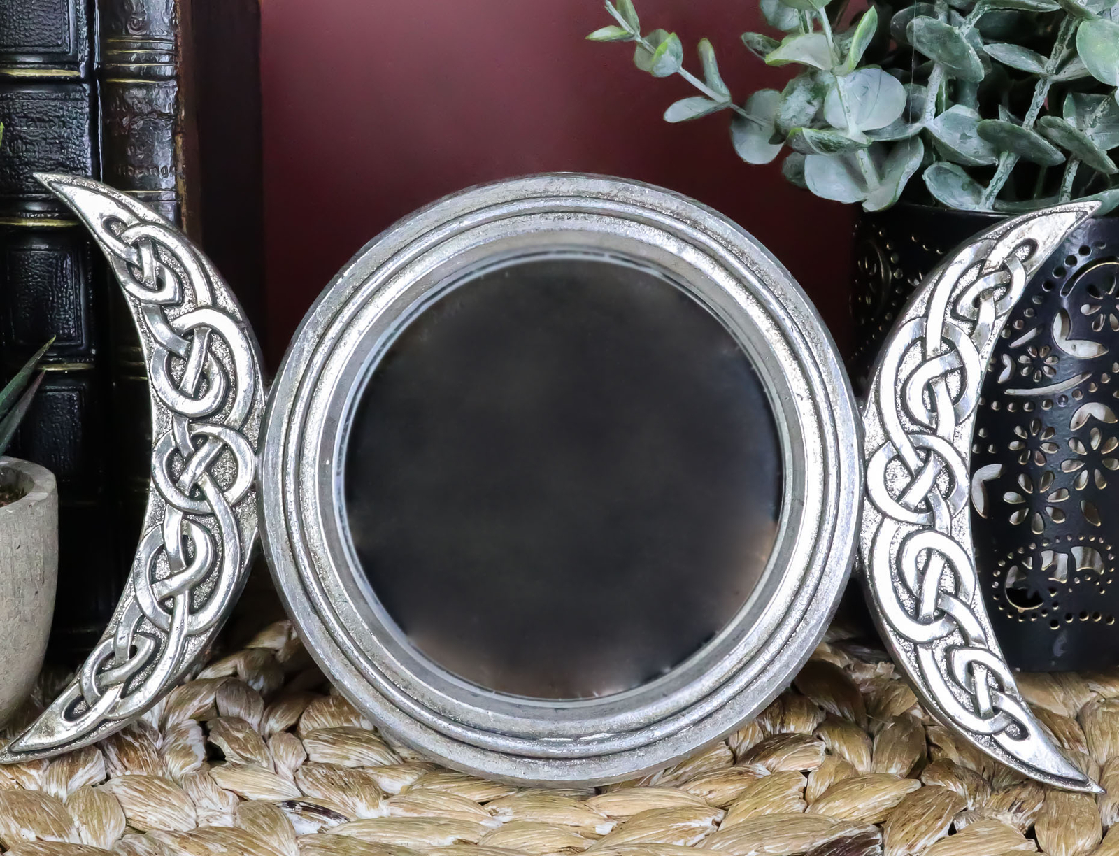 Ebros Triple Moon Sacred Goddesses Mother Maiden Crone Small Wall Mirror 8\
