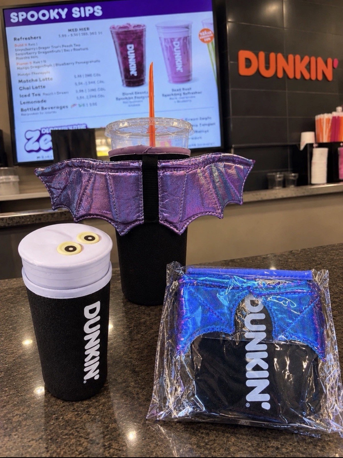 Dunkin\' Halloween Bat Wing Cup Sleeve