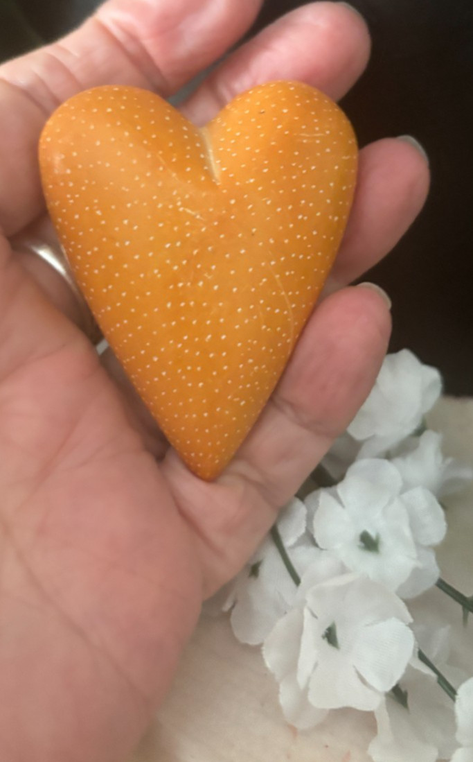 Vtg Carved STONE Rust Orange 2.5\