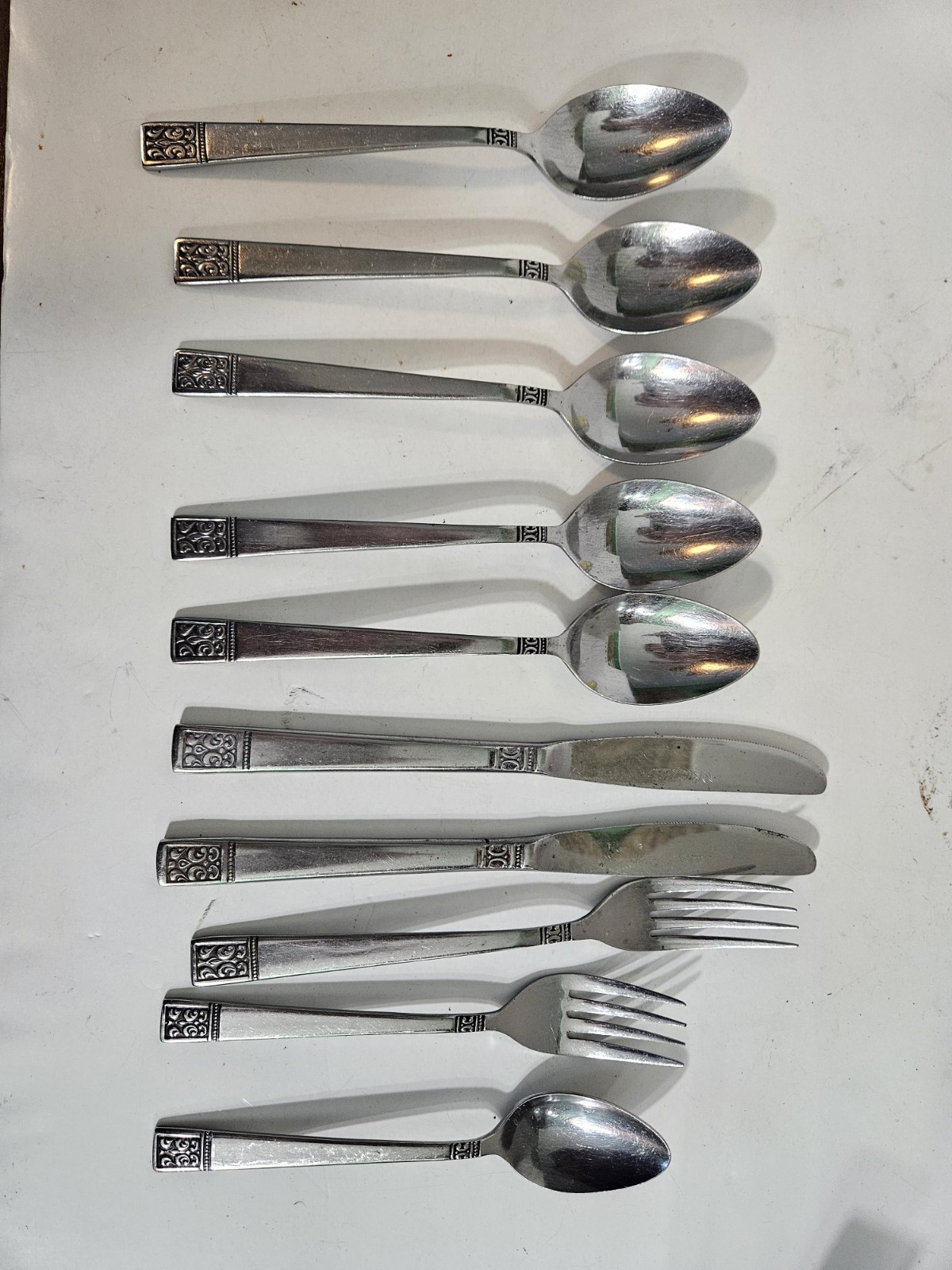 Vintage 10 Piece Mixed MCM Custom Design Stainless Steel Flatware Japan Used
