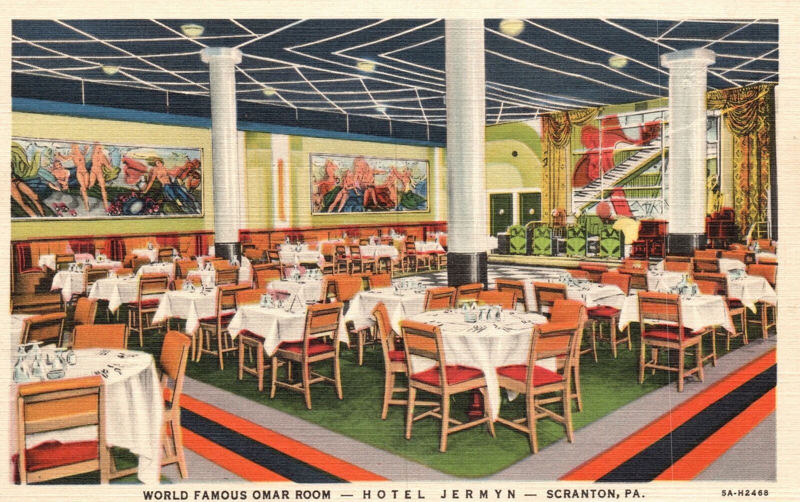 Scranton PA-Pennsylvania, World\'s Famous Omar Room Hotel Jermyn Vintage Postcard