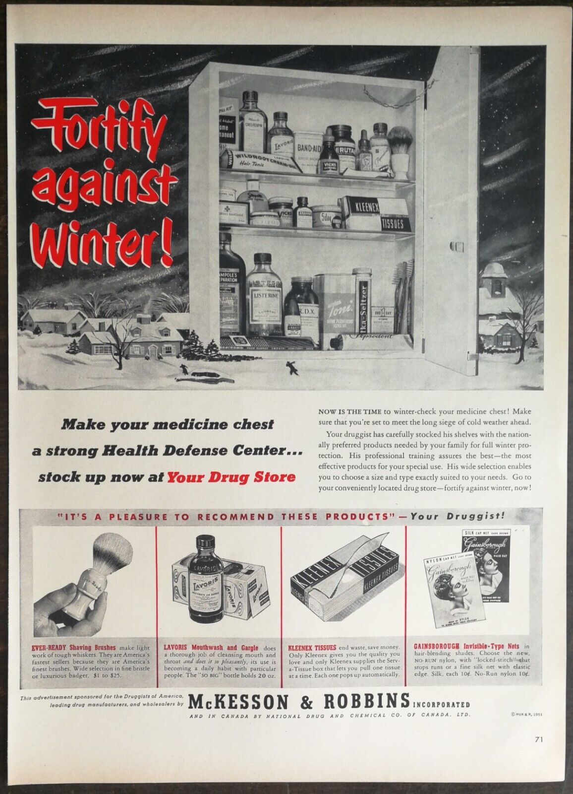 Vintage 1951 McKesson & Robbins Health Products Full Page Original Ad 823