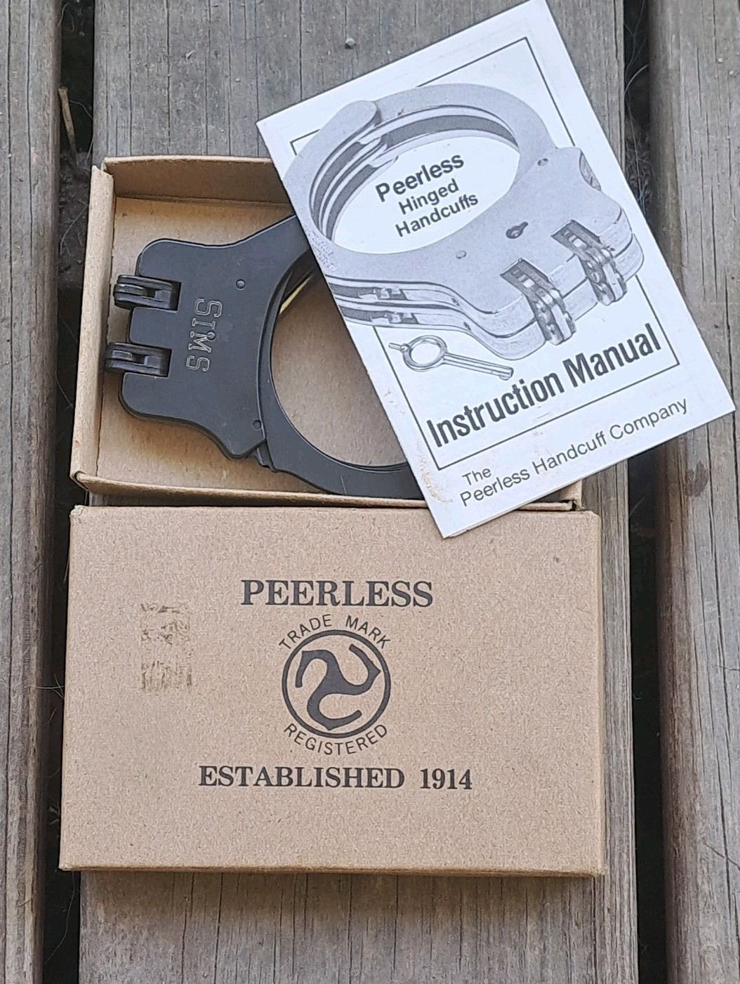 Vintage Peerless Handcuffs With 1 Key And Instruction Manual