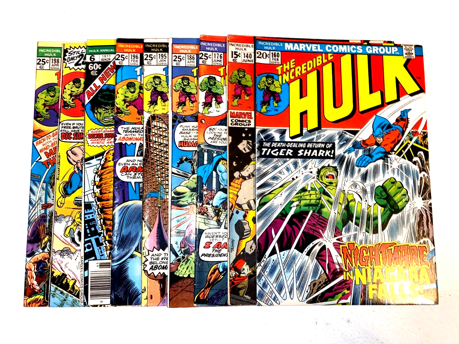 Incredible Hulk Comic Lot #140-199 (9 Issues) Marvel, 1971-77, 1st Jarella VF-NM