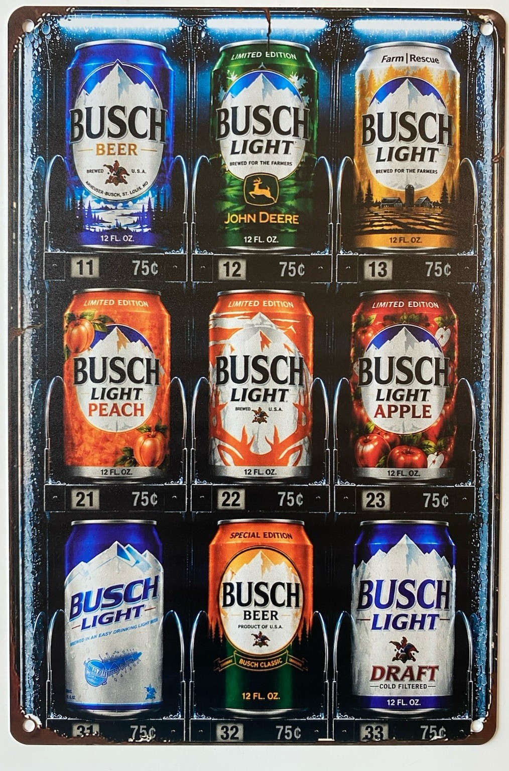 Busch Light Beer Sign - Evolution Of Cans - History Of Cans - Retro - Vintage