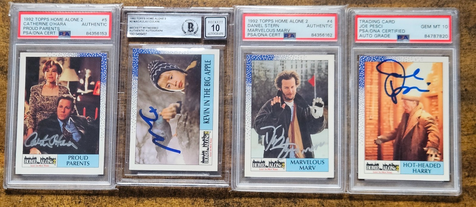 Four (4) RARE 1992 Topps Home Alone 2 Autograph Cards Graded by PSA & BECKETT Four (4) RARE 1992 Topps Home Alone 2 Autograph Cards Graded by PSA & BECKETT