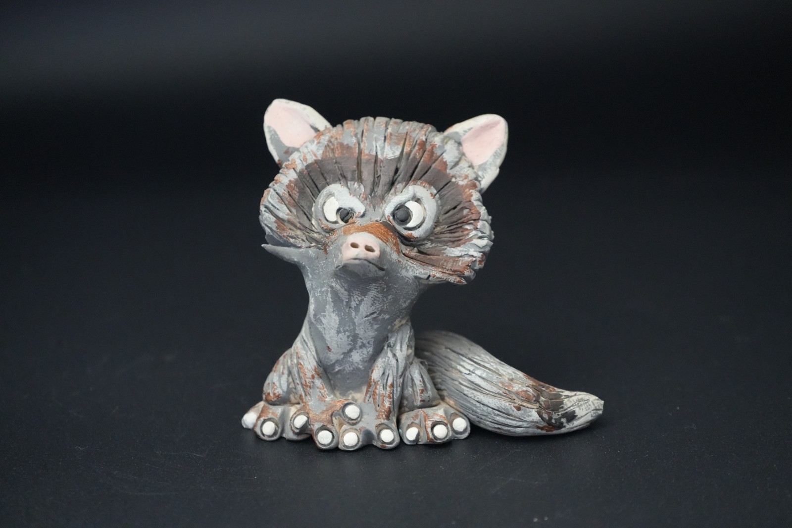 Studio Pottery Raccoon Figurine Handcrafted Clay Woodland Animal Sculpture Art Studio Pottery Raccoon Figurine Handcrafted Clay Woodland Animal Sculpture Art