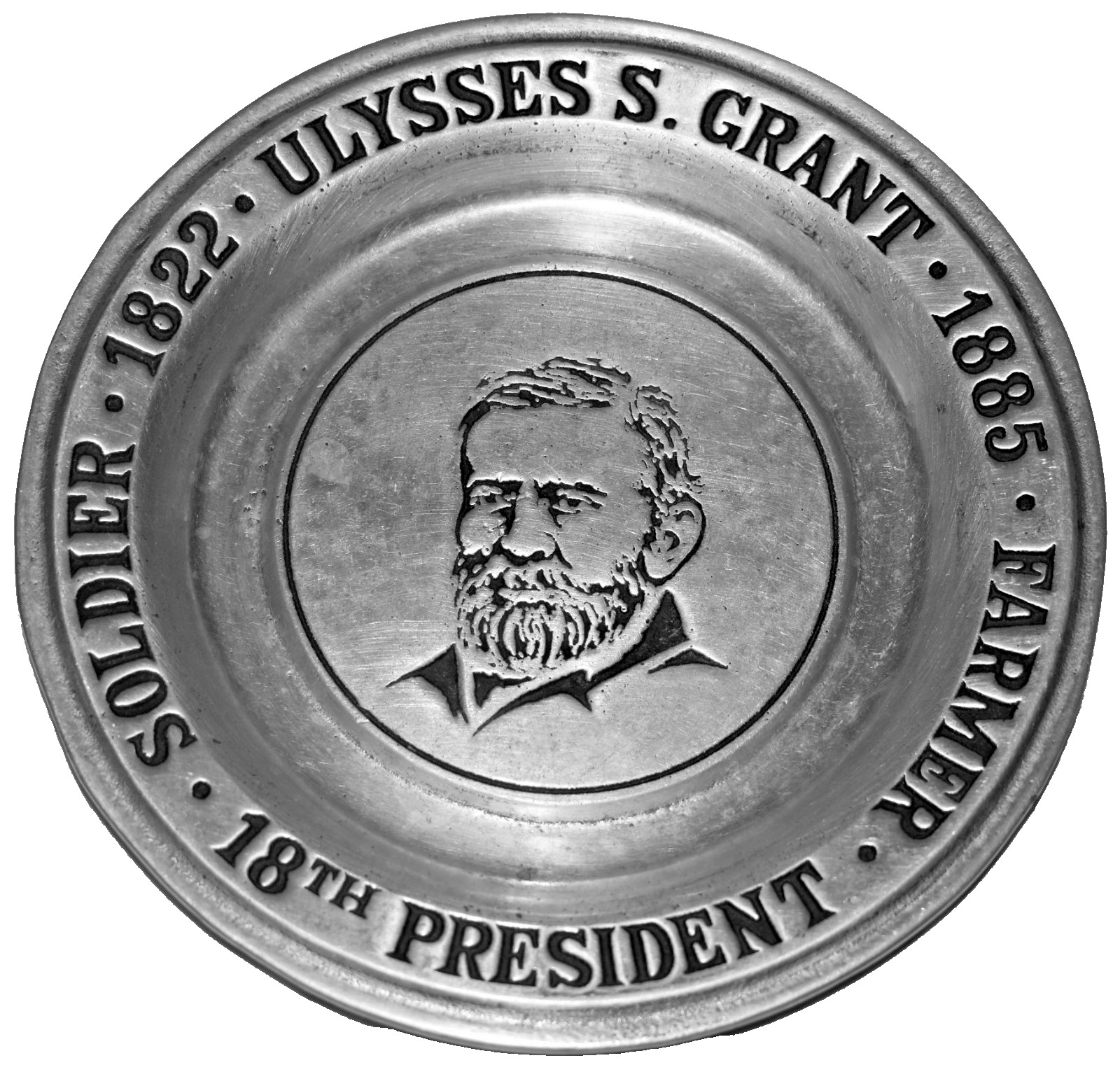 1972 Ulysses S. Grant 18th President Pewter Collectors Plate Wilton USA 6\