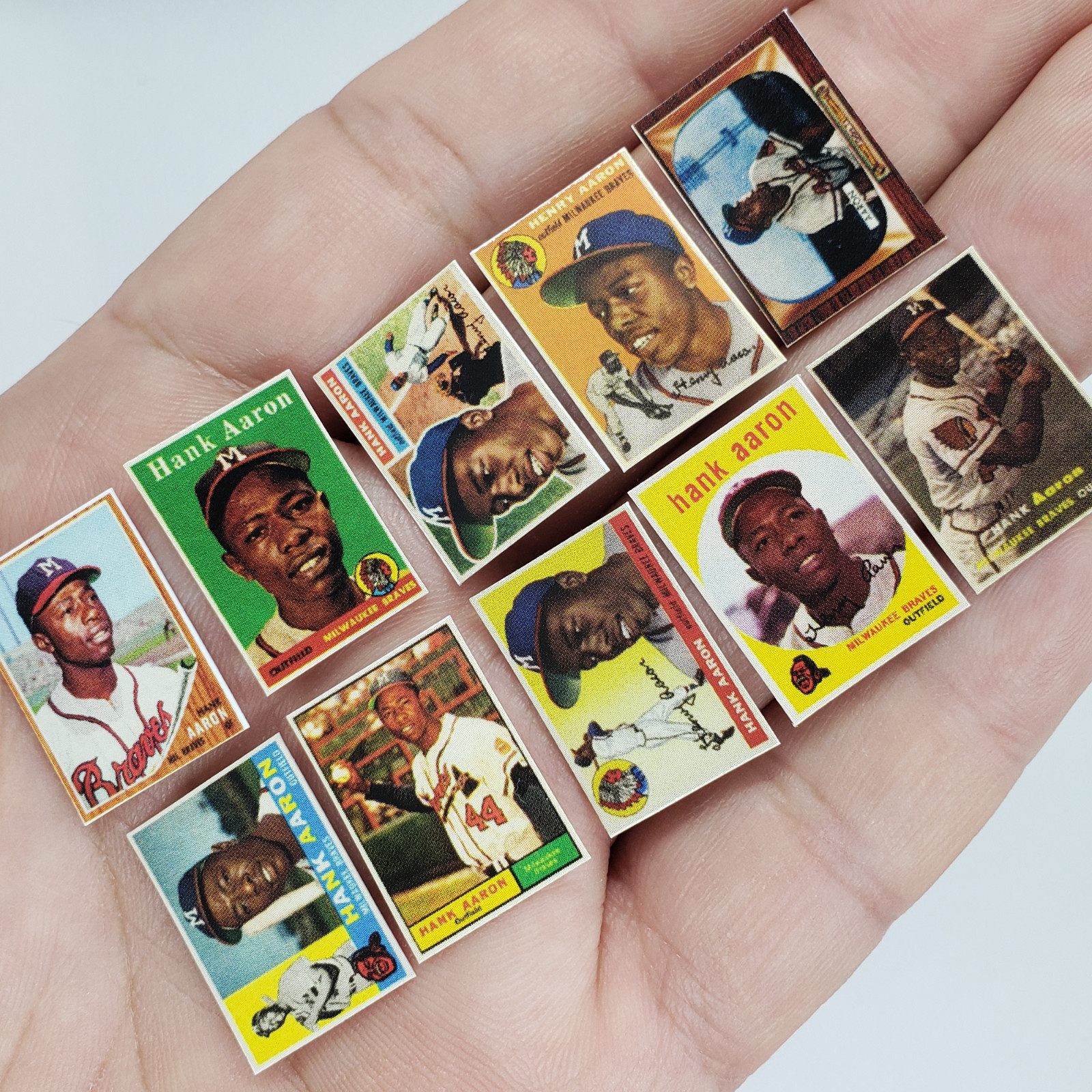 Hank Aaron #44 Mini Custom Baseball Card Set Rookie HOF Milwaukee Braves New Hank Aaron #44 Mini Custom Baseball Card Set Rookie HOF Milwaukee Braves New
