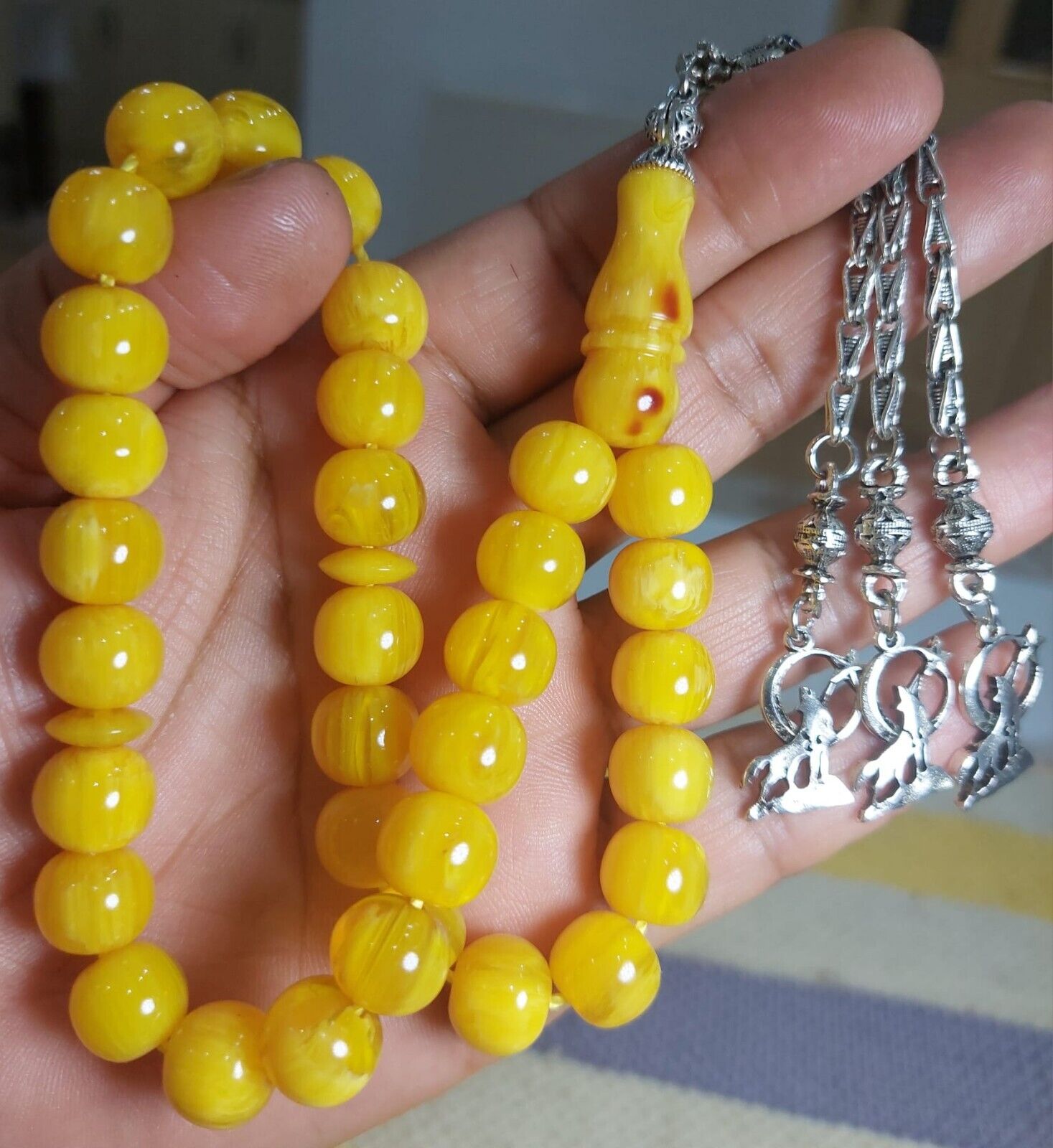 old bacalite amber faturan 11*12 mm beaitiful 33 beads rosary