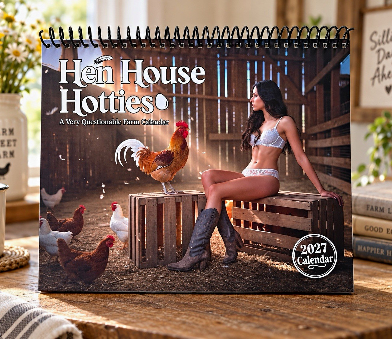 Something Lovely Hen House Hotties 2027 12 Month Farm Pinup Wall Calendar SLVLY