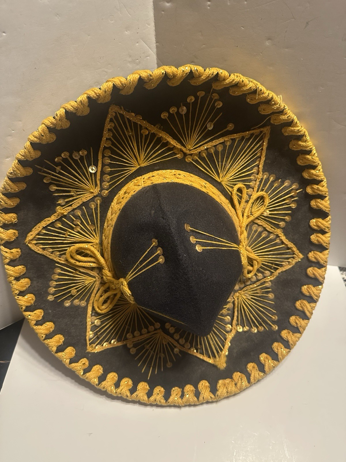 Vintage Pigalle Mexican Sombrero Mariachi Hat Black Gold 18 Vintage Pigalle Mexican Sombrero Mariachi Hat Black Gold 18